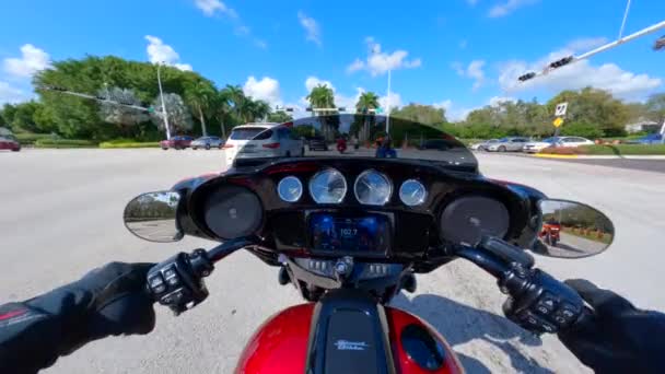 Санрайз Штат Флорида Сша Февраля 2023 Года Езда Мотоцикле Harley — стоковое видео