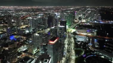 Aerial drone video Downtown Metro Miami Dade FL USA