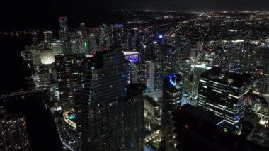  Aerial drone flight Miami River and Brickell