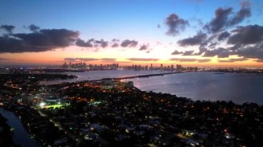 4k aerial hyperlapse Miami sunset