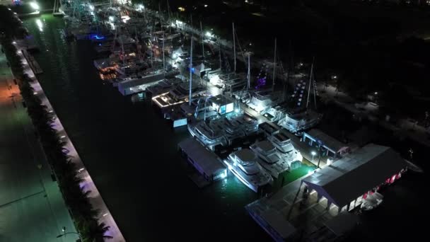 Aerial Video Miami International Boat Show Staging Downtown Ftx Arena — Stock video