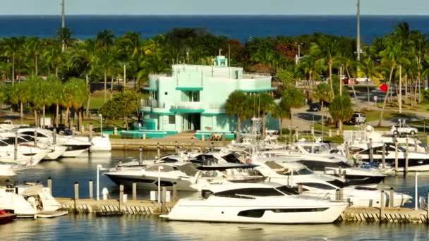 Lotnicze Paralaksy Miami Beach Bill Bird Marina Haulover Park Jachty — Wideo stockowe