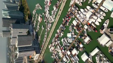 Vertical drone footage Miami International Boat Show