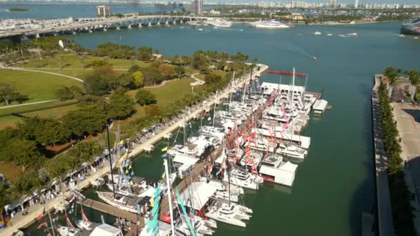 Miami International Boat Show Ftx Arena Obszar Inscenizacji — Wideo stockowe