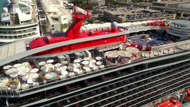 Aerial Drone Flyover Pov Virgin Ship Valiant Lady Miami — Stok video