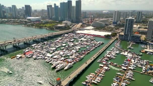 Aerial Establisher Miami Boat Show Circa 2023 — Stockvideo