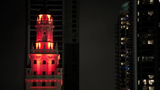 Ночное Видео Майами Башня Свободы — стоковое видео