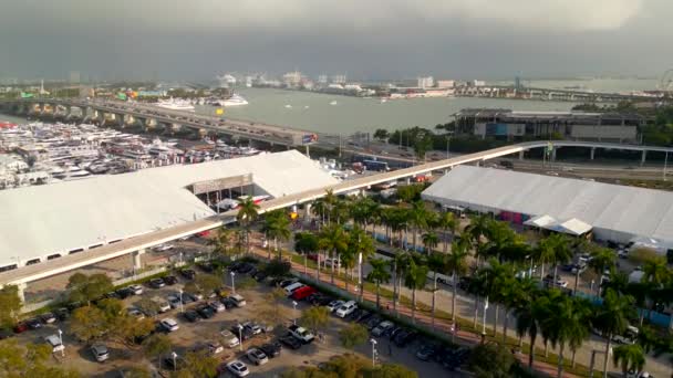 Aerial Video Discover Boating Miami International Boat Show — Vídeos de Stock