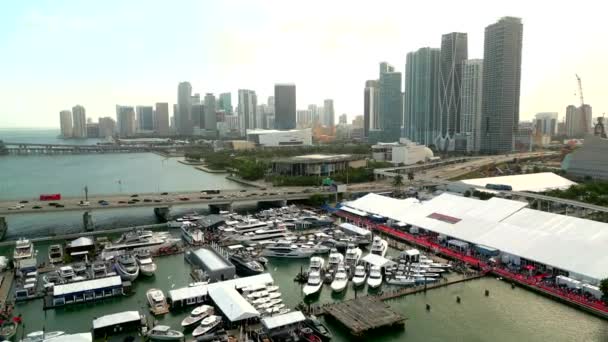 Aeial Pull Out Miami Boat Show 2023 — 비디오