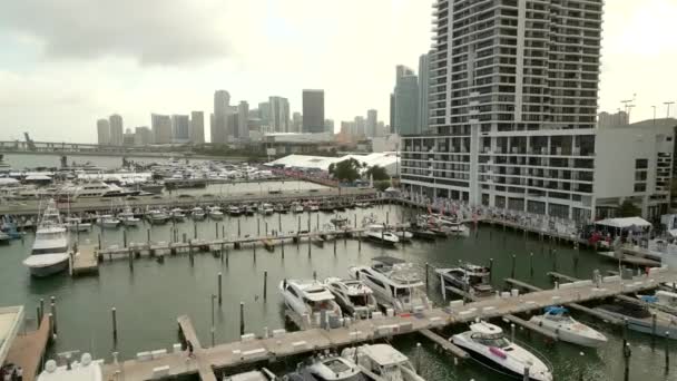 2023 Miami Boat Show Aerial Drone Footage — Stok video