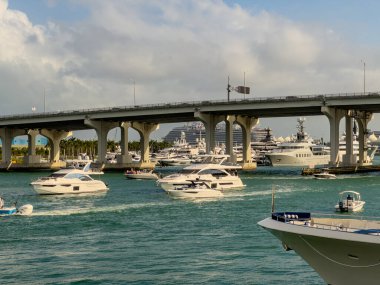 Miami, FL, USA - February 18, 2023: Photo of the Miami International Boat Show Downtown Miami FL