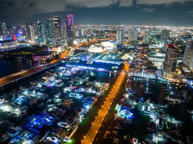 Miami International Boat Show circaa 2023 night photo