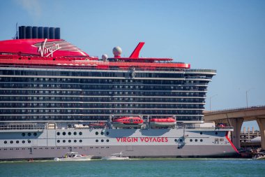 Miami, FL, USA - February 19, 2023: Photo of Virgin Valiant Lady at Port Miami
