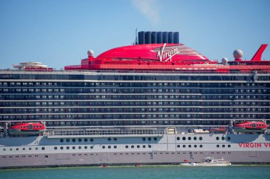 Miami, FL, USA - February 19, 2023: Photo of Virgin Valiant Lady at Port Miami