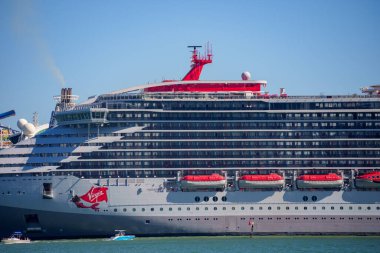 Miami, FL, USA - February 19, 2023: Photo of Virgin Valiant Lady at Port Miami