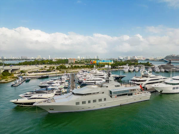 Miami Usa February 2023 Aerial Drone Photo Miami International Boat — Foto de Stock