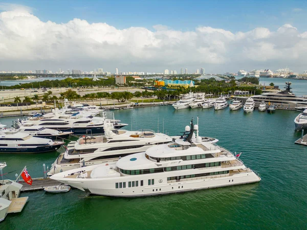 Miami Febrero 2023 Foto Dron Aéreo Miami International Boat Show — Foto de Stock