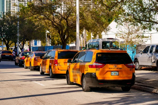Miami Usa February 2023 Photo Row Yellow Taxi Cabs Miami — Stock Photo, Image