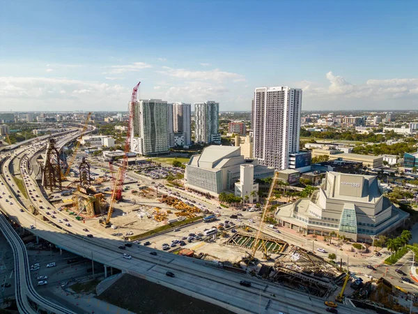 Miami Usa February 2023 Aerial Photo Signature Bridge Construction Updates — 图库照片