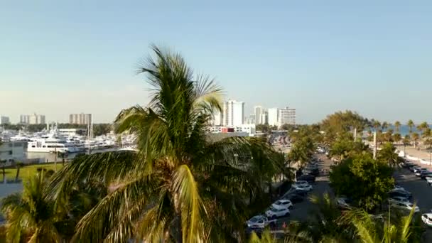 Aerial Reveal Fort Lauderdale Beach Parking Lot — Stock Video