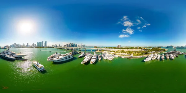 Miami Usa February 2023 Aerial Drone 360 Equirectangular Spherical Panorama — Stock Photo, Image
