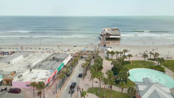 Vídeo Aéreo Daytona Beach Boardwalk Durante Semana Bicicleta 2023 — Vídeo de Stock