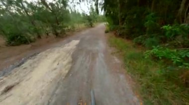 Parktaki çakıl patikaları. 4k dağ bisikleti görüntüleri
