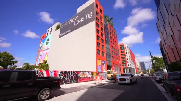 Wynwood Miami 29Wyn Apartments Lease Rent Gimbal Stabilized Motion Footage — Stock Video
