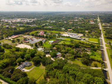 Güneybatı Ranches Davie FL 'de ağır sel baskınlarının hava fotoğrafı