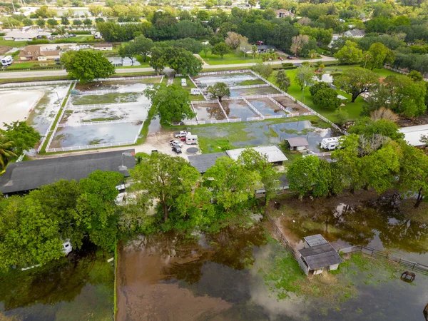 Pferdefarm Southwest Ranches Florida Usa Nach Tagelangem Starkregen Überflutet — Stockfoto