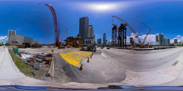 Brickell Usa April 2023 360 Ekvirektangulärt Foto Miami Signatur Bridge — Stockfoto