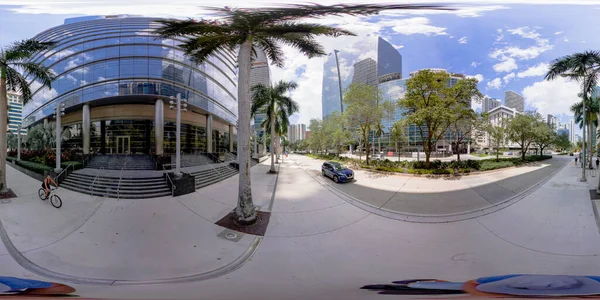 Brickell Flアメリカ合衆国 2023年4月23日 360度矩形写真Miami Brickell Avenueビジネス地区 — ストック写真