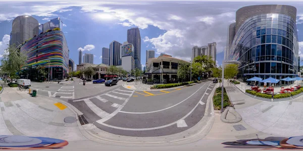 Brickell Usa April 2023 360 Equirectangular Photo Miami Highrise Skyscrapers — Stock Photo, Image