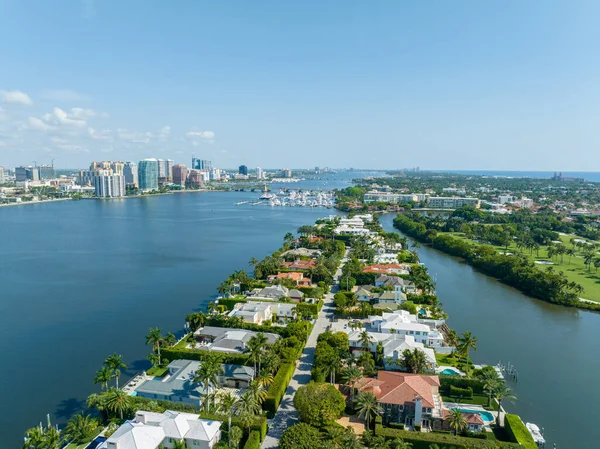 Gambaran Udara Mewah Real Estate Everglades Island Palm Beach Usa — Stok Foto