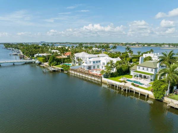 Letecký Snímek Luxusní Zámek Nemovitosti Everglades Island Palm Beach Usa — Stock fotografie