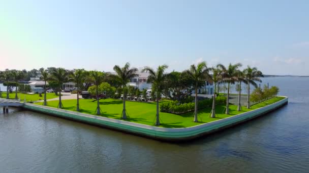 Luftbild Luxusvilla Auf Einer Privatinsel Palm Beach Tarpon Isle — Stockvideo