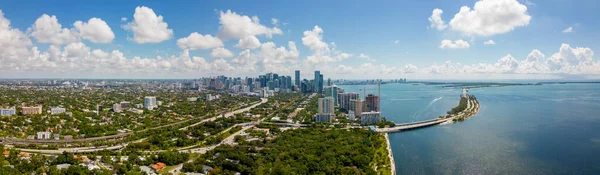 Panorama Aérien Miami Key Biscayne Centre Ville Brickell — Photo