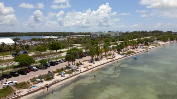 Пляжи Key Biscayne Miami Статический Воздушный Клип — стоковое видео