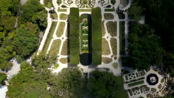 Aerial Overhead Drone Video Vizcaya Museum Gardens Circa 2023 — Stock Video