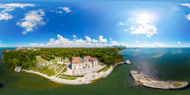 Hava 360 eşkenar dörtgen fotoğraf Vizcaya Bahçeleri ve Miami 2023 Müzesi