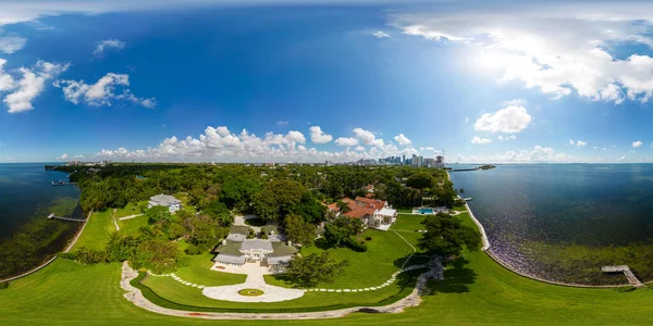 Aerial 360 Equirectangular Fotó Luxus Villa Házak Kókuszliget Florida — Stock Fotó
