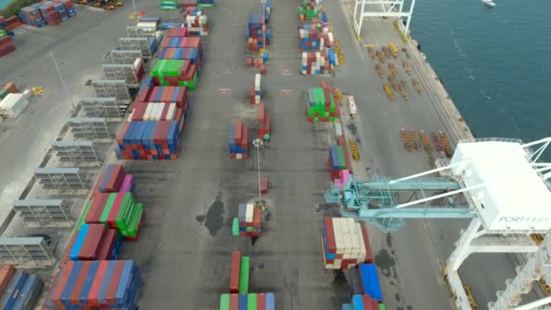 Letecké Záběry Barevné Kontejnery Port Miami Přelet — Stock video