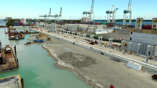 Expansão Port Miami 2023 Vídeo Inspeção Drones Aéreos — Vídeo de Stock