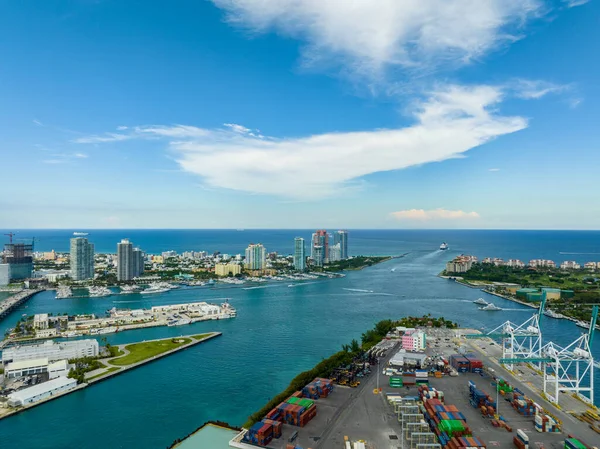 Aerial Photo Miami Beach Inlet Circa 2023 — Stock Photo, Image