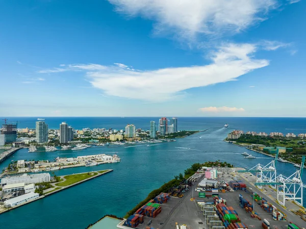 Fotografia Aérea Miami Beach Entrada Por Volta 2023 — Fotografia de Stock