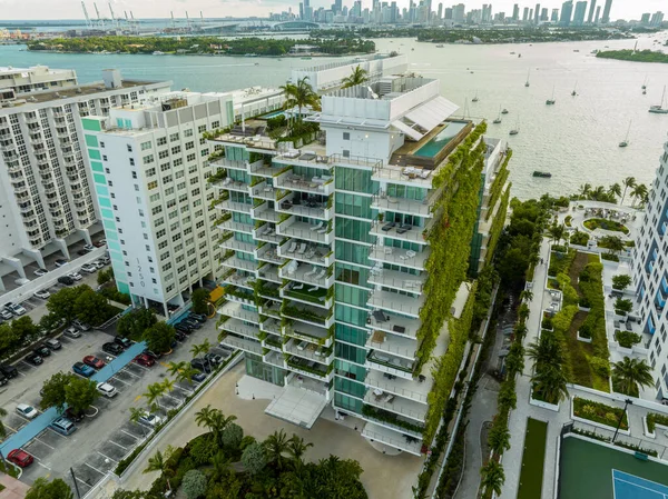 Miami Beach Usa Giugno 2023 Foto Drone Aereo Del Condominio — Foto Stock