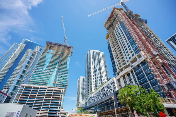 Miami Eua Junho 2023 Novas Torres Construção Downtown Miami — Fotografia de Stock