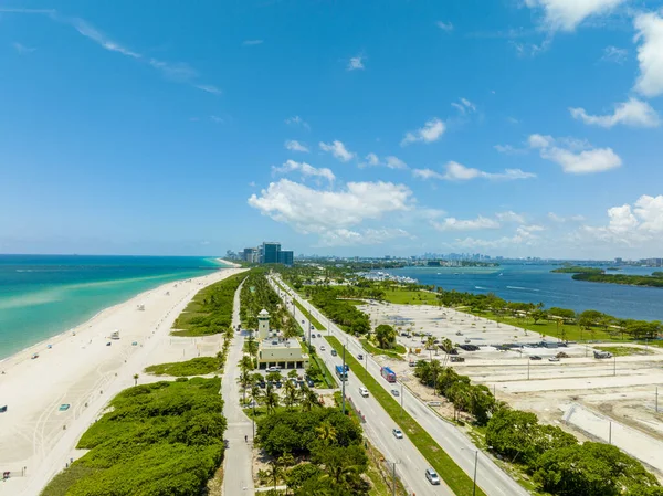 Drone Aéreo Foto Miami Beach Haulover Park Oceano Atlântico — Fotografia de Stock