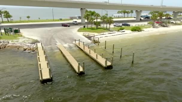 Aerial Video Boat Ramp Stuart Causeway Park Florida Amerikai Egyesült — Stock videók