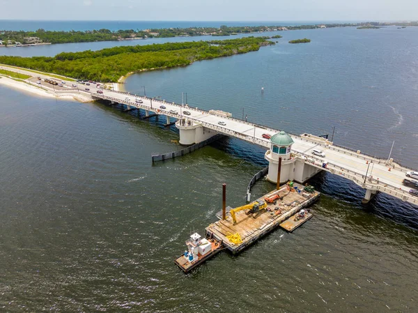 Miami Beach Aerial Drone View Bridge — Stock Photo, Image